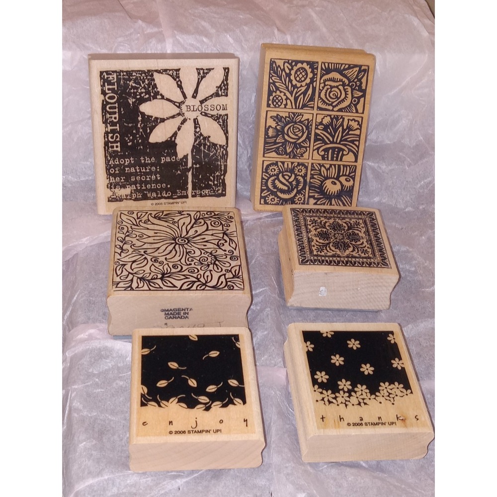 Lot of 6 Rubber Stamps Floral Botanical Card Making Stamping Scrapbook Crafts